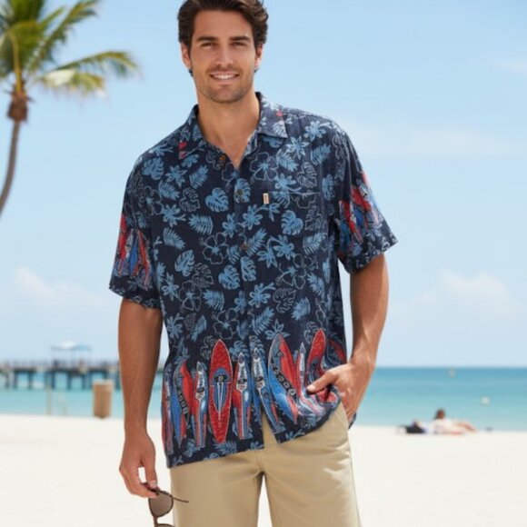InGear Hawaiian Shirt Surfboard Surf Board Button Front Mens Size 2XL - Picture 1 of 8